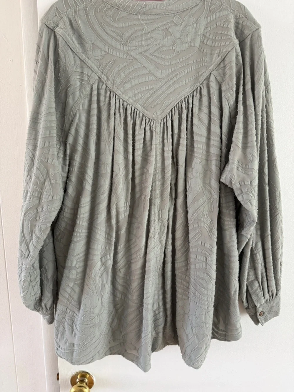 Free People Light Sage Green Relaxed Floral Button-Up - Picture 5 of 5